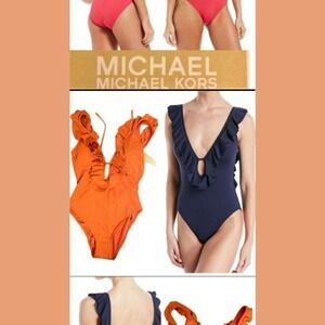 Michael Kors Mimosa(orange) Ruffled One Piece Swimsuit/Bathing Suit